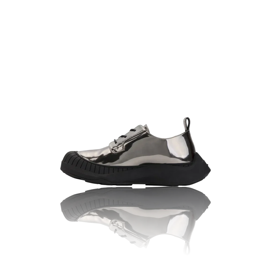 Gunmetal Patent-Leather Oxford Shoes