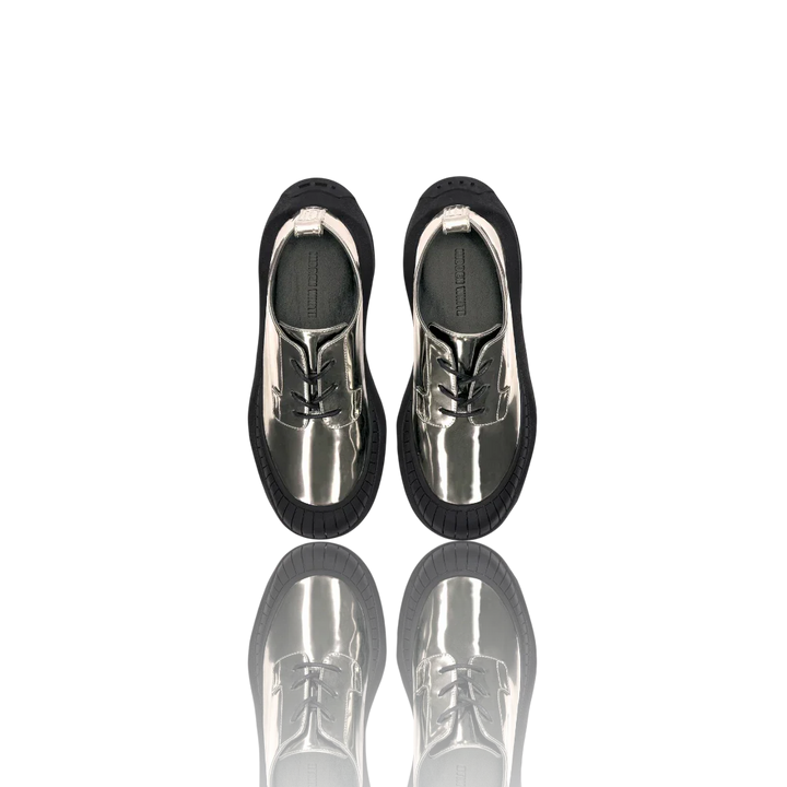 Gunmetal Patent-Leather Oxford Shoes