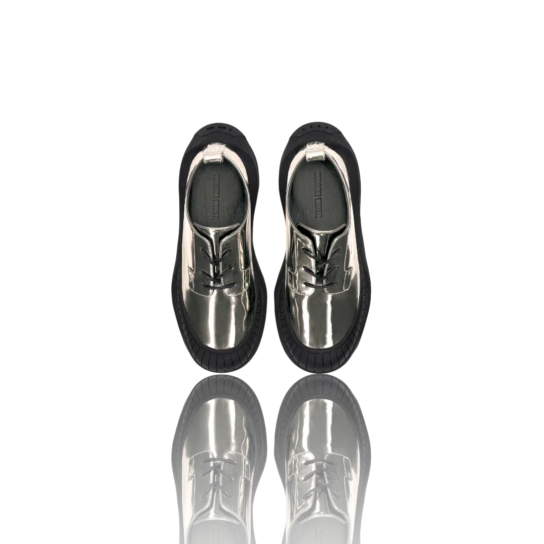 Gunmetal Patent-Leather Oxford Shoes