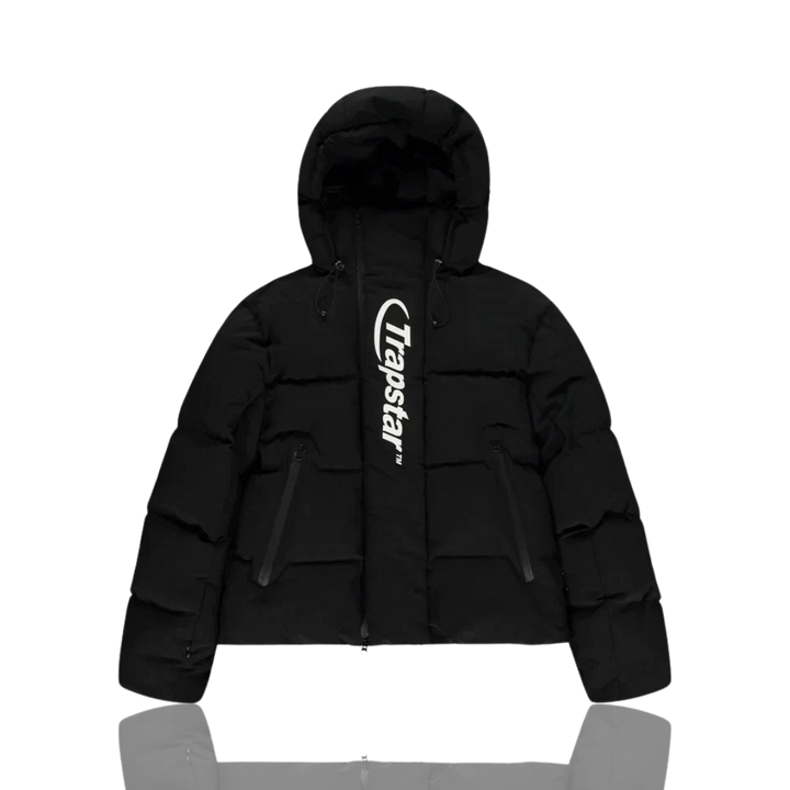 Trapstar Black and White Hyperdrive Technical Hooded Puffer Jacket