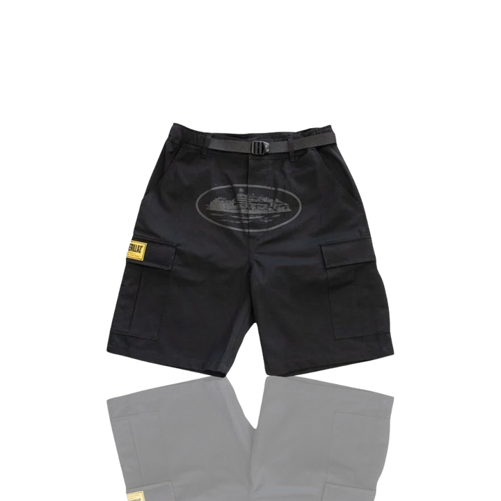 Corteiz TRIPLE BLACK RTW OG ALCATRAZ CARGO SHORTS