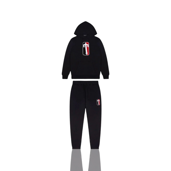 Trapstar Black & Red Chenille T Badge NBA Hooded Tracksuit