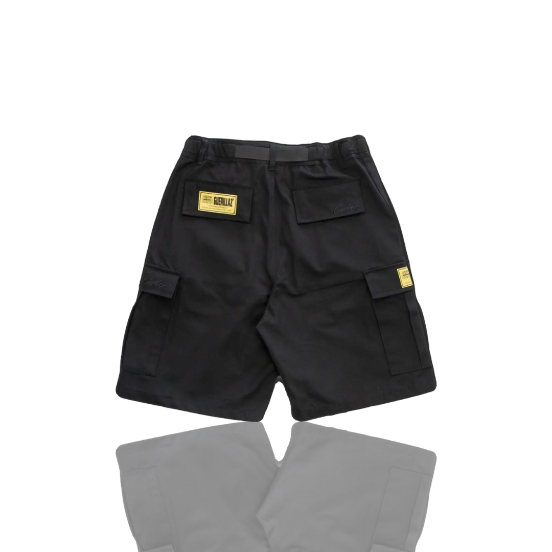 Corteiz TRIPLE BLACK RTW OG ALCATRAZ CARGO SHORTS