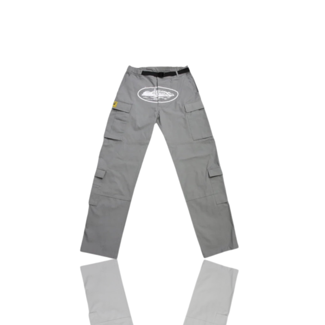 Corteiz STONE GREY & WHITE RTW ALCATRAZ GUERILLAZ CARGO TROUSER