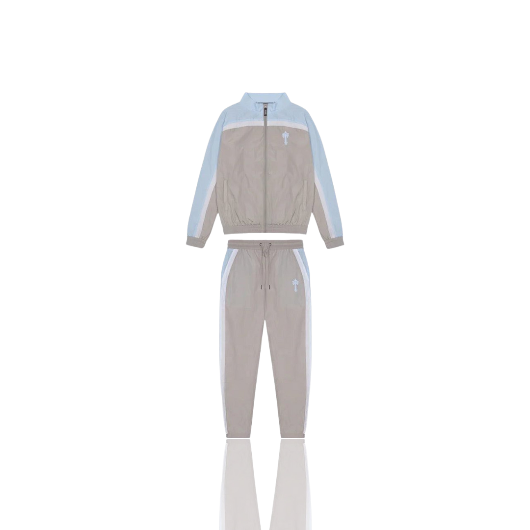 TRAPSTAR GREY & CASHMERE BLUE & WHITE IRONGATE T SHELLSUIT