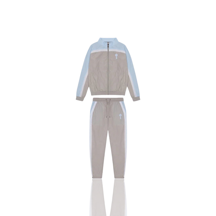 TRAPSTAR GREY & CASHMERE BLUE & WHITE IRONGATE T SHELLSUIT