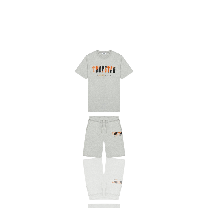 Trapstar Grey & Orange Chenille Decoded Short Set