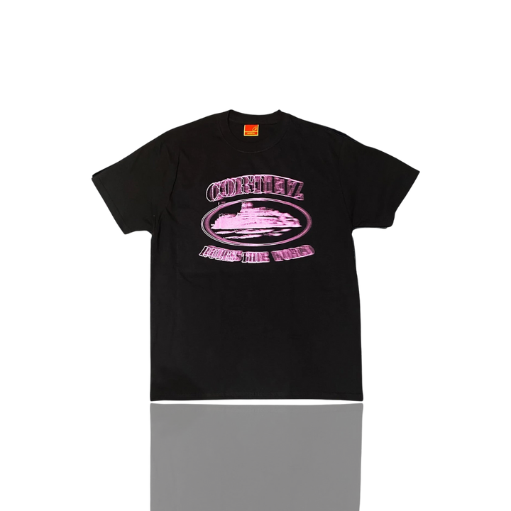 BLACK & POWDER PINK CORTEIZ ALCATRAZ BLUR T SHIRT