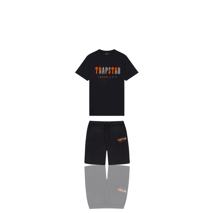 Trapstar Black & Orange Chenille Decoded Short Set