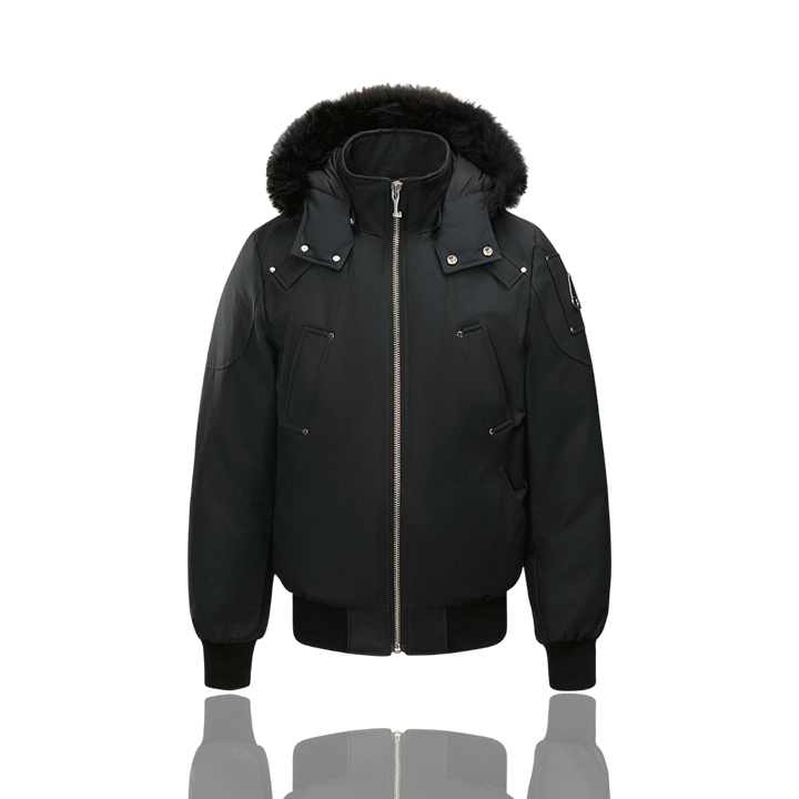 Moose Knuckles Black Ballistic Bomber Jacket