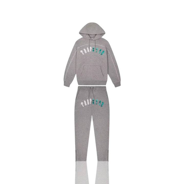 Trapstar Grey & Sea Blue Arch Chenille Hooded Tracksuit