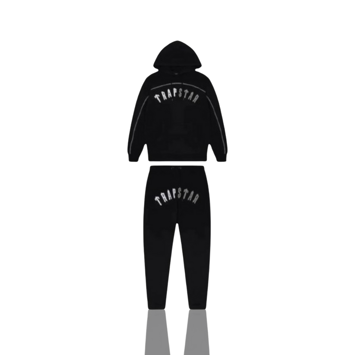 Trapstar Black Monochrome Edition Irongate Arch Chenille Hooded Tracksuit