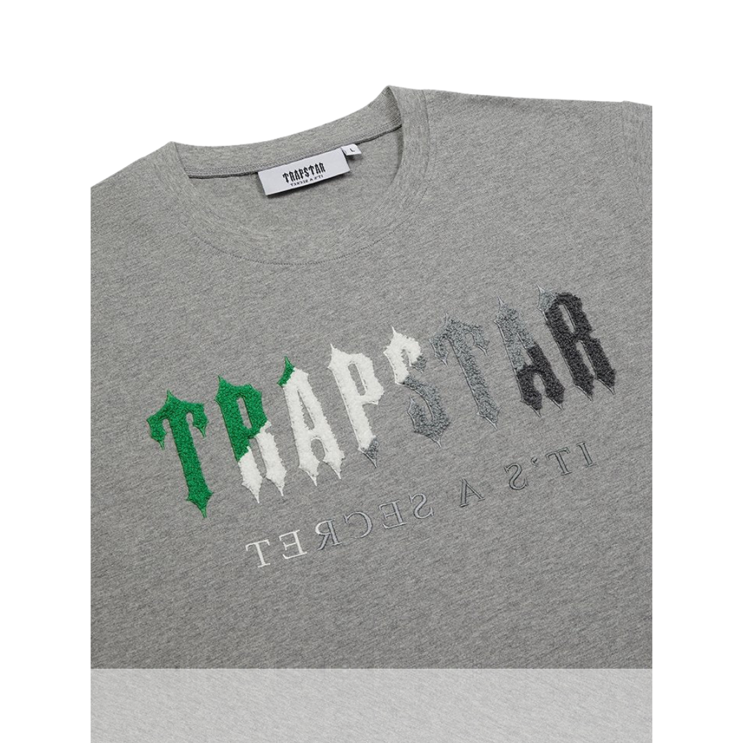 Trapstar Grey & Green Chenille Decoded Short Set