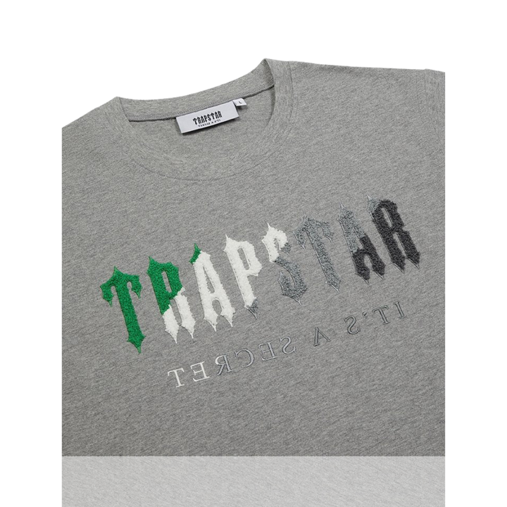 Trapstar Grey & Green Chenille Decoded Short Set