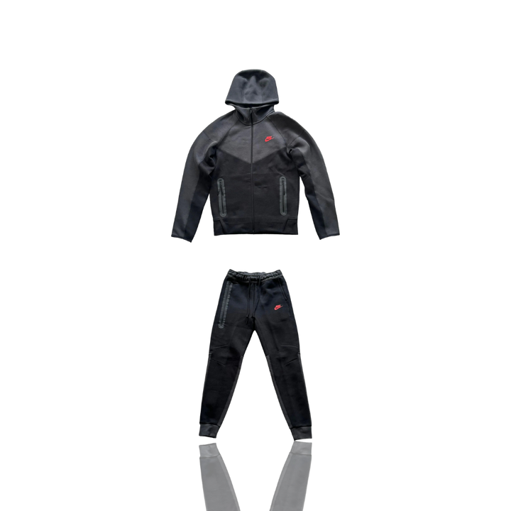 Nike Tech Fleece in Dark Smoke Grey/Light Crimson
