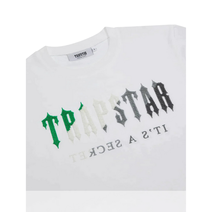 Trapstar White & Green Chenille Decoded Short Set