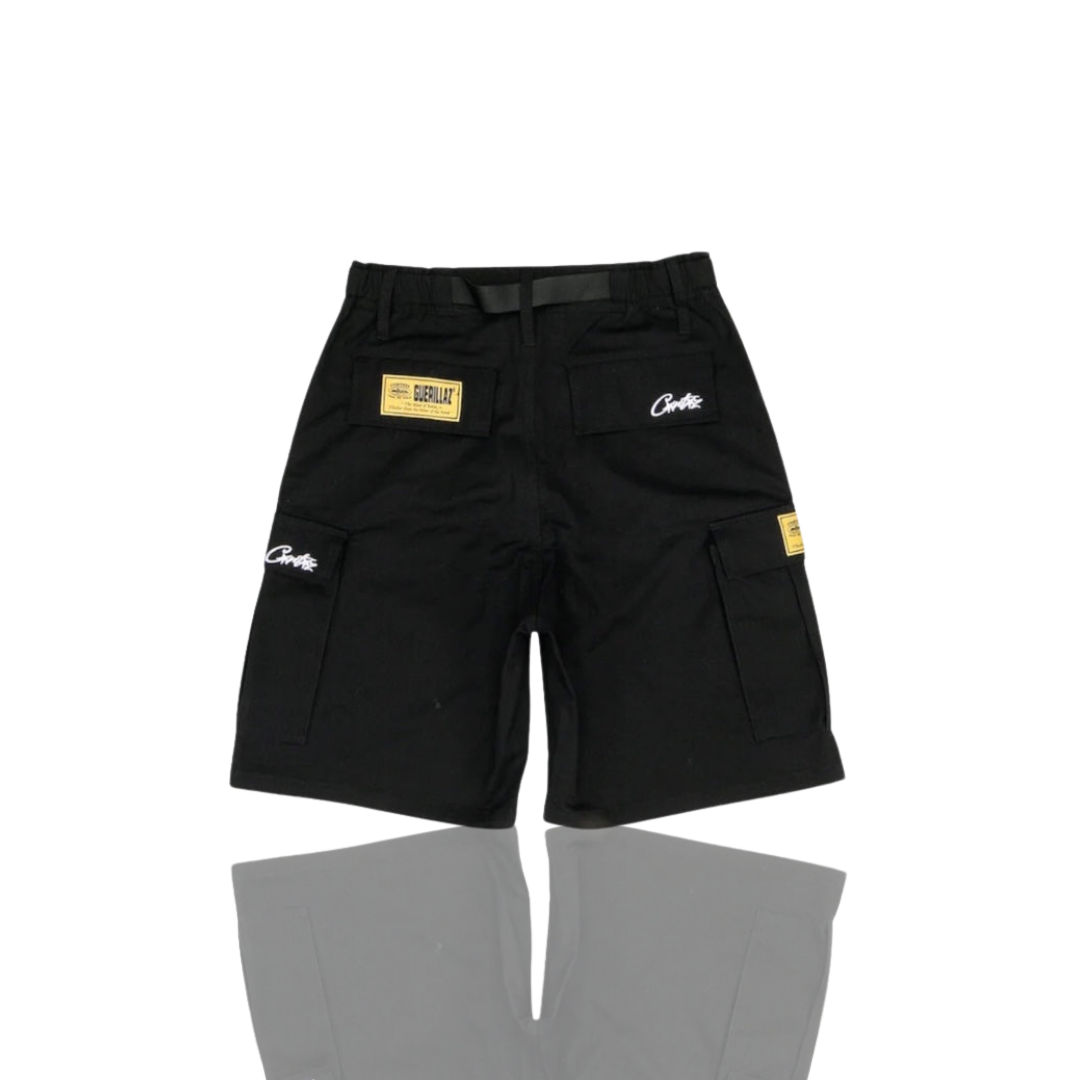 Corteiz BLACK & WHITE RTW OG ALCATRAZ CARGO SHORTS