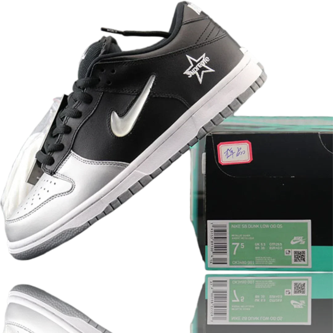 Supreme x SB Dnk Low 'Jewel Swoosh Silver'